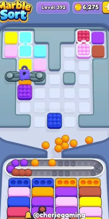 Marble Sort level 392 mid-solve board
