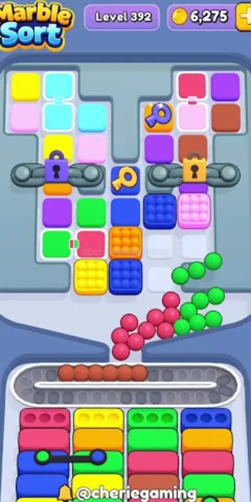 Marble Sort level 392 opening board — The Locked Upper Grid