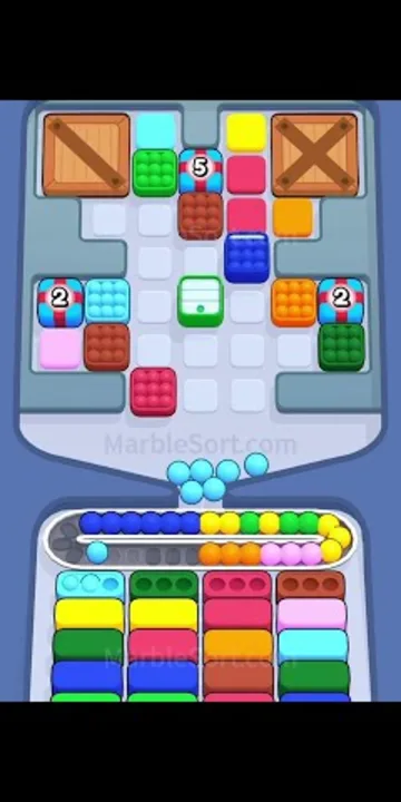 Marble Sort level 395 opening board — The Marker-Capped Tray