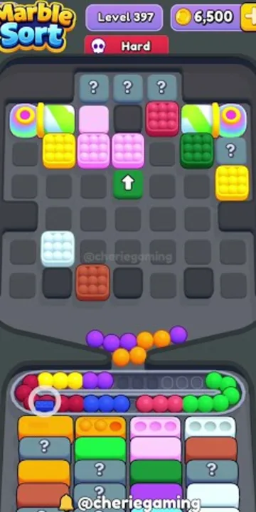 Marble Sort level 397 mid-solve board