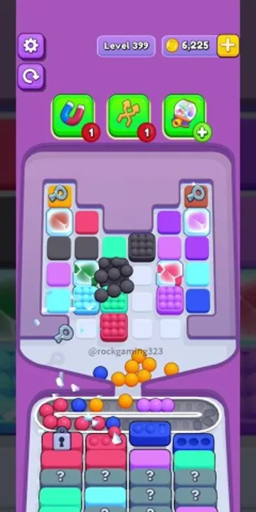 Marble Sort level 399 opening board — The Key-Capped Center Blocker