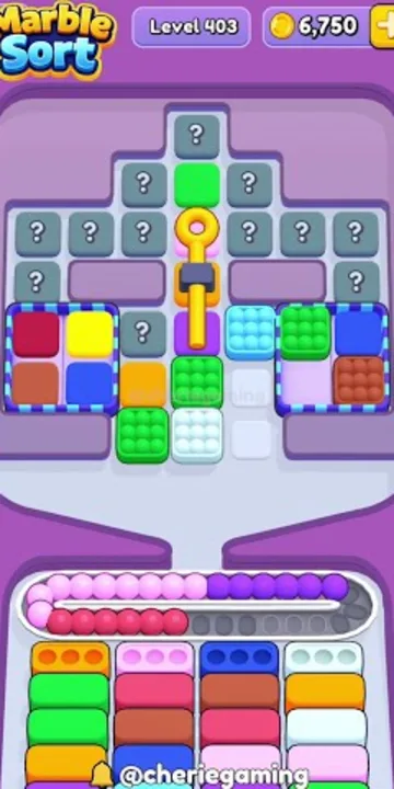Marble Sort level 403 opening board — The Center-Locked Tray