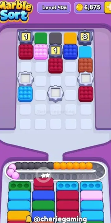 Marble Sort level 406 mid-solve board