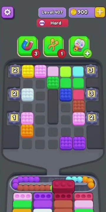 Marble Sort level 407 mid-solve board