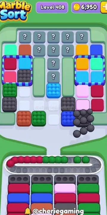 Marble Sort level 408 opening board — The Locked Tile Grid