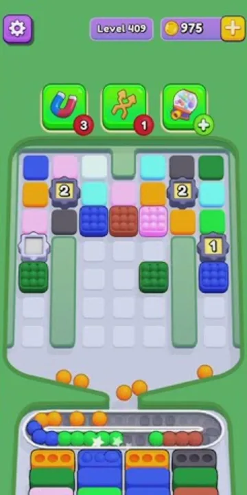Marble Sort level 409 mid-solve board