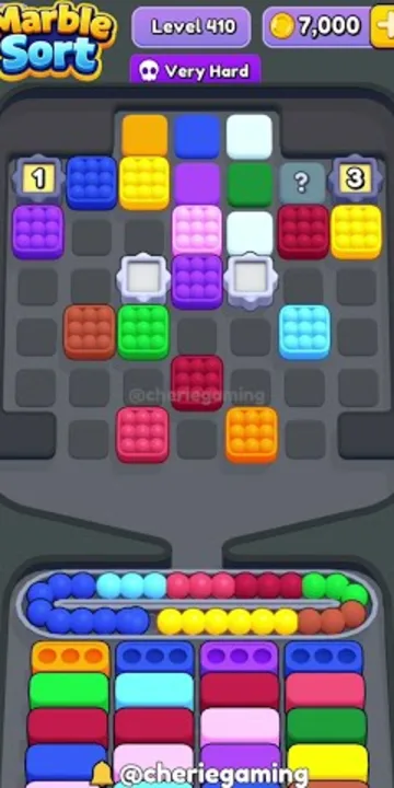 Marble Sort level 410 mid-solve board