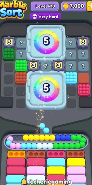 Marble Sort level 410 opening board — The Mystery-Capped Grid