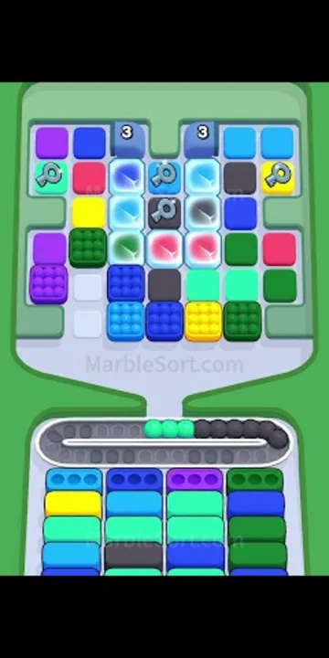Marble Sort level 411 opening board — The Countdown Top Row