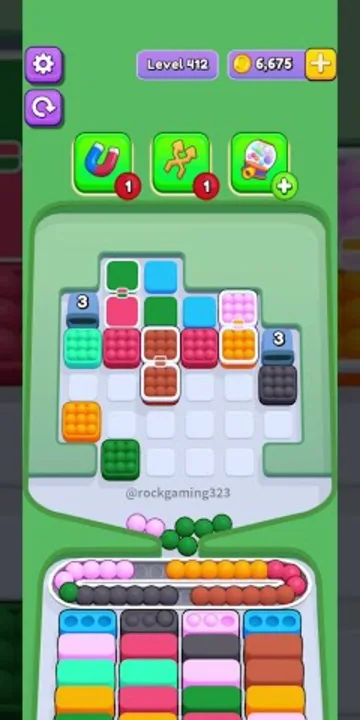 Marble Sort level 412 mid-solve board