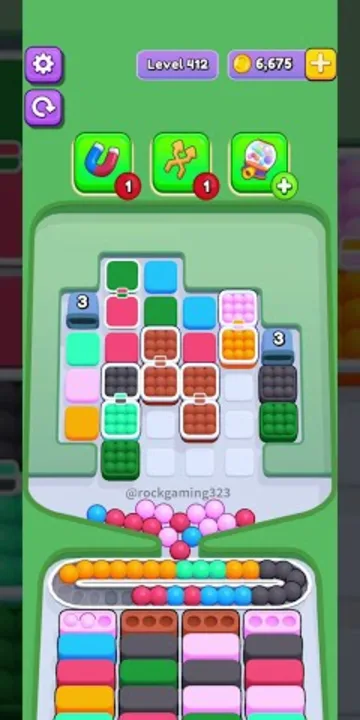 Marble Sort level 412 opening board — The Mega-Block Tray