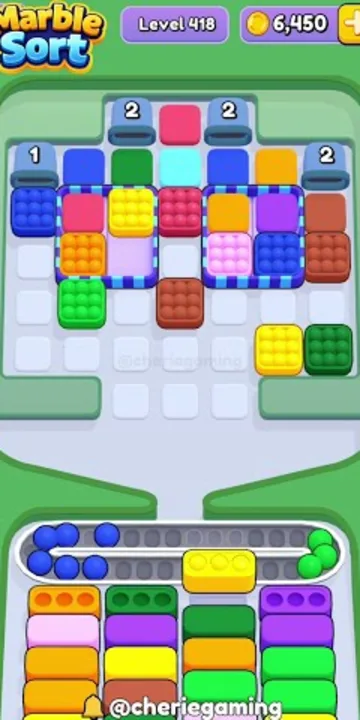 Marble Sort level 418 opening board — The Stubborn Blue Cluster Marble Sort level 418 opening board — The Stubborn Blue Cluster