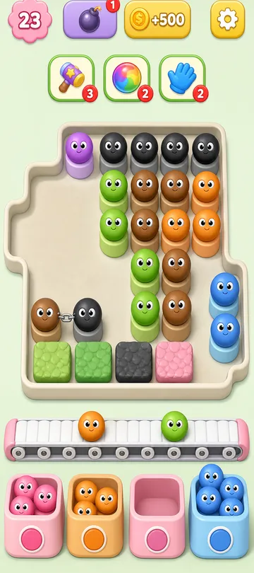 Marble Sort level 42 mid-solve board Marble Sort level 42 mid-solve board