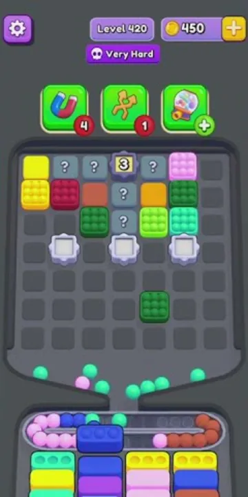 Marble Sort level 420 mid-solve board