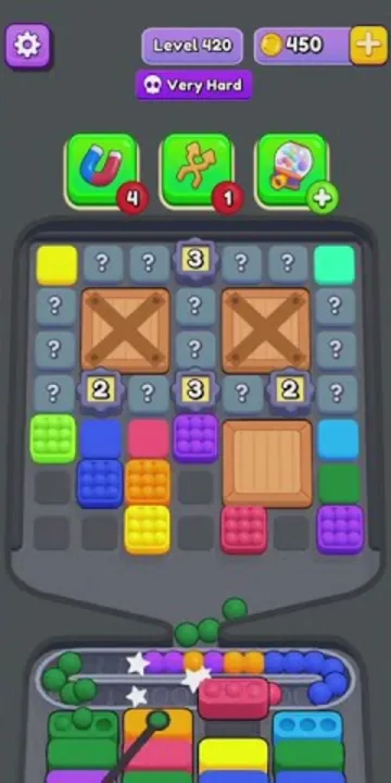 Marble Sort level 420 opening board — The Crate-Sealed Grid