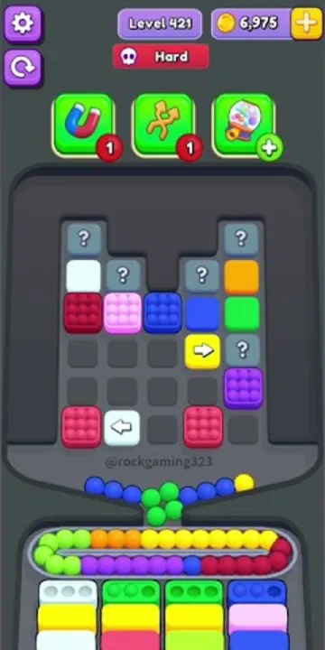 Marble Sort level 421 mid-solve board