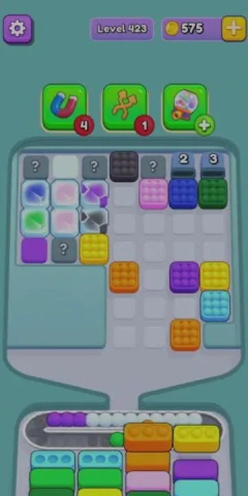 Marble Sort level 423 mid-solve board