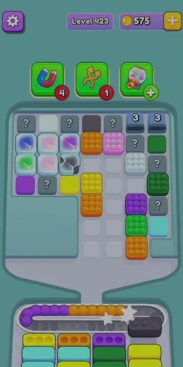 Marble Sort level 423 opening board — The Mystery-Sealed Upper Grid
