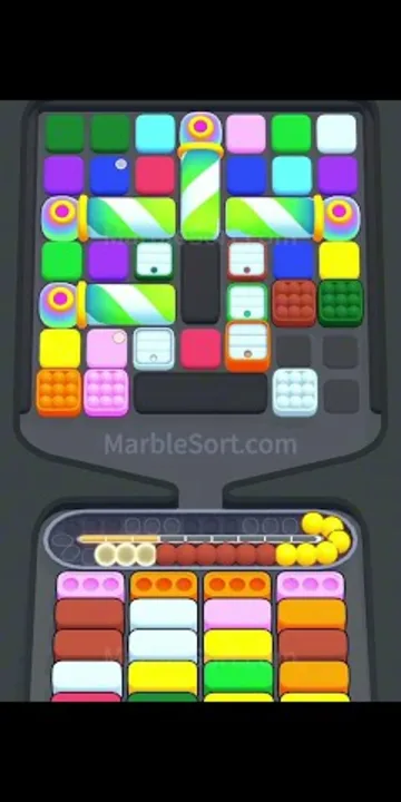 Marble Sort level 424 opening board — The Late-Game Rainbow Stack