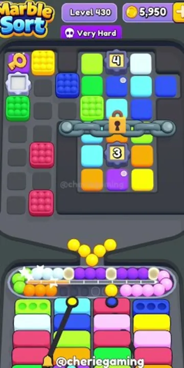 Marble Sort level 430 opening board — The Numbered Padlock Grid