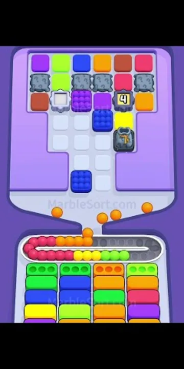 Marble Sort level 445 opening board — The Timer-Stamped Block Grid