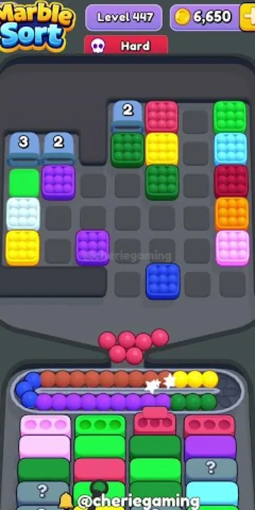 Marble Sort level 447 mid-solve board