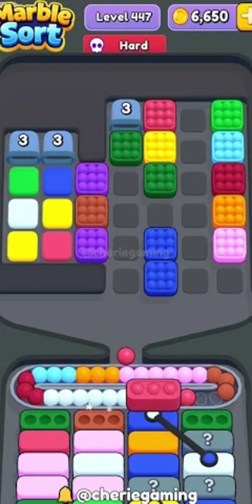 Marble Sort level 447 opening board — The Numbered Crates