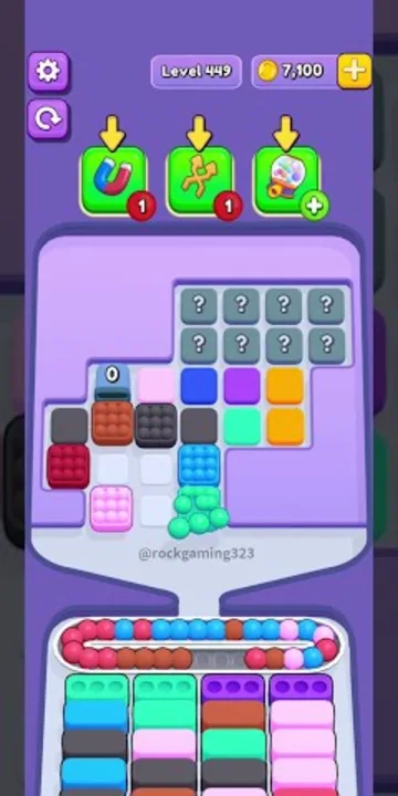 Marble Sort level 449 opening board — The Mystery-Capped Grid