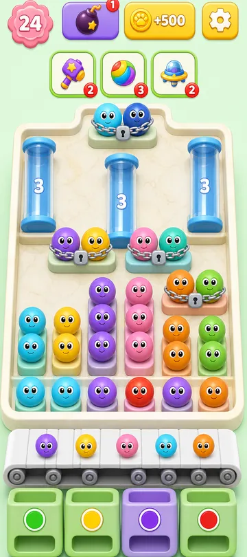 Marble Sort level 45 opening board — The Green Famine and Three Tunnels Marble Sort level 45 opening board — The Green Famine and Three Tunnels