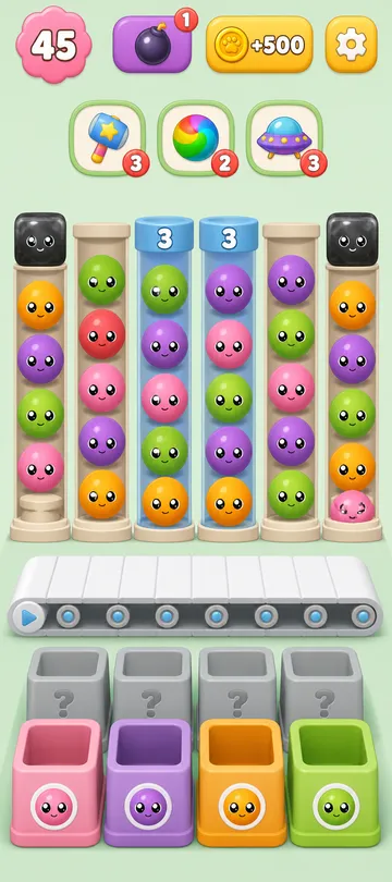 Marble Sort level 46 opening board — The Center Tunnel Lockdown Marble Sort level 46 opening board — The Center Tunnel Lockdown