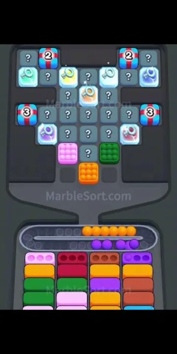 Marble Sort level 460 opening board — The Funnel-Fed Marble Queue