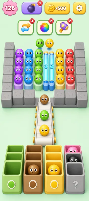 Marble Sort level 47 mid-solve board