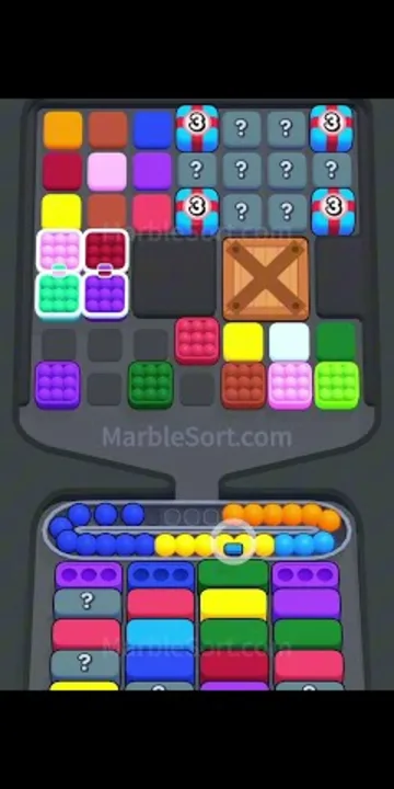 Marble Sort level 500 opening board — The Numbered Crate Grid
