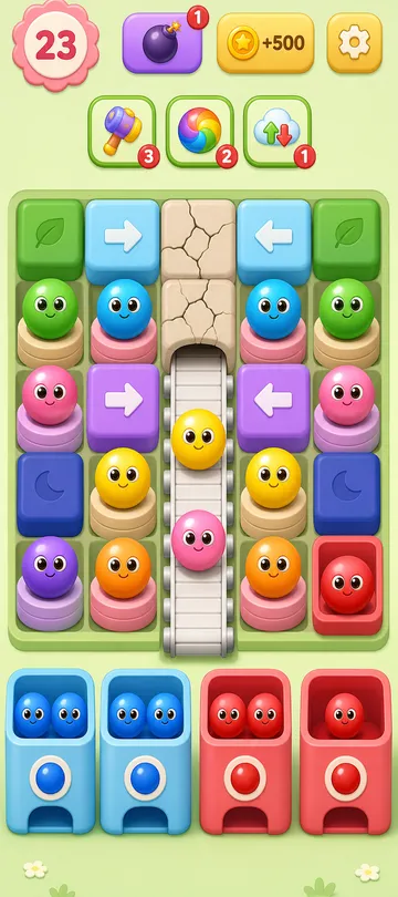 Marble Sort level 51 mid-solve board