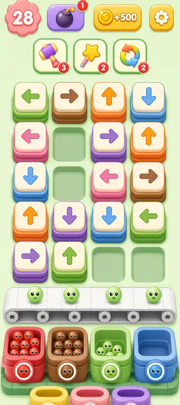 Marble Sort level 52 mid-solve board Marble Sort level 52 mid-solve board