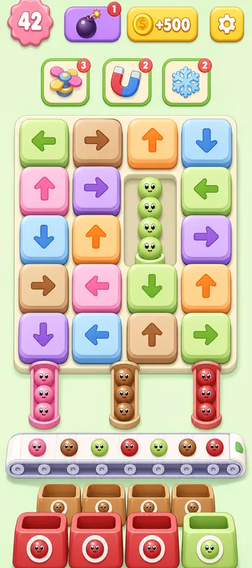 Marble Sort level 52 opening board — The Arrow Box Gridlock Marble Sort level 52 opening board — The Arrow Box Gridlock