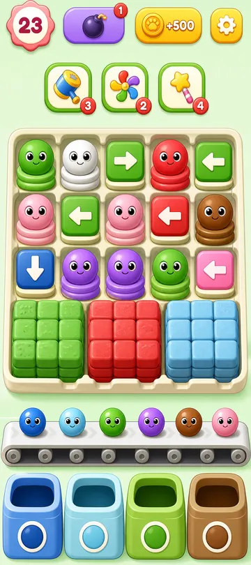 Marble Sort level 53 opening board — A Packed Grid Held Together by Arrows Marble Sort level 53 opening board — A Packed Grid Held Together by Arrows
