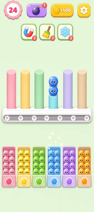 Marble Sort level 54 final board Marble Sort level 54 final board