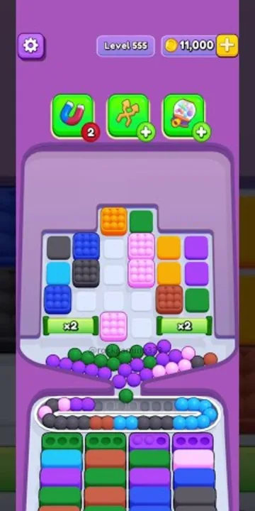 Marble Sort level 555 opening board — The Half-Empty Tray