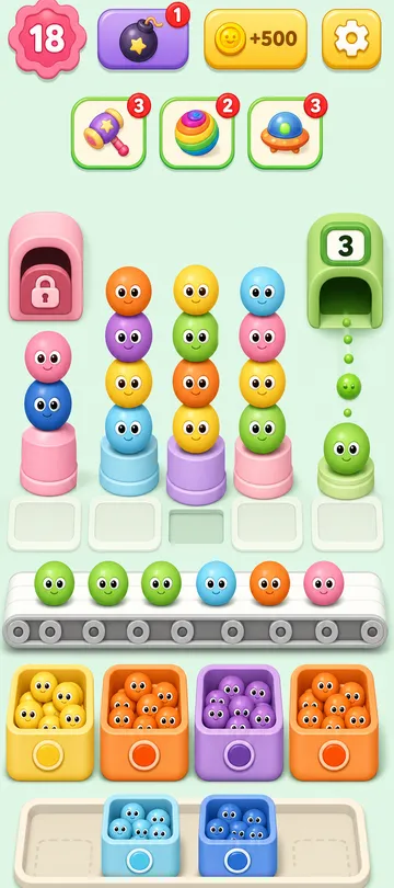 Marble Sort level 59 mid-solve board Marble Sort level 59 mid-solve board