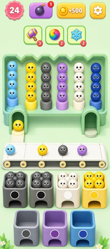 Marble Sort level 61 mid-solve board Marble Sort level 61 mid-solve board