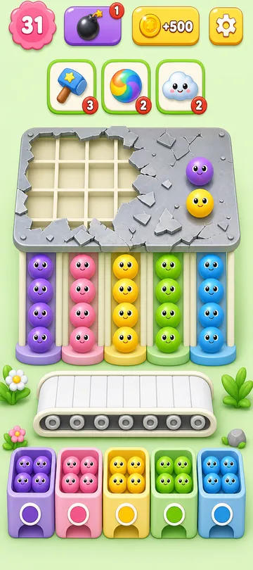 Marble Sort level 65 final board