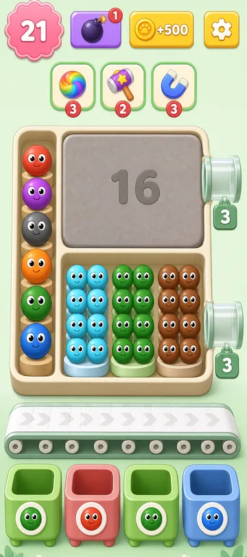 Marble Sort level 68 opening board — One Hand Tied Behind Your Back
