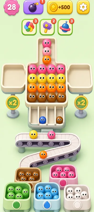 Marble Sort level 72 mid-solve board Marble Sort level 72 mid-solve board