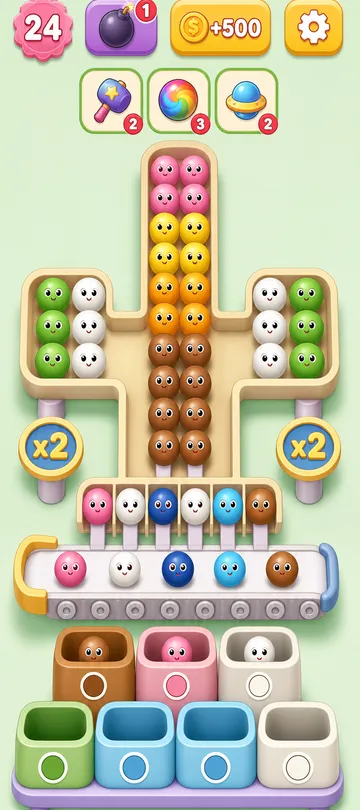 Marble Sort level 72 opening board — The Sword-Shaped Bait Pile Marble Sort level 72 opening board — The Sword-Shaped Bait Pile