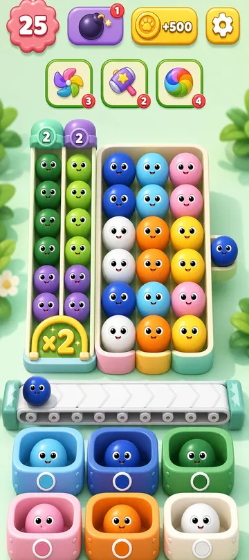 Marble Sort level 73 opening board — Two Puzzles Sharing One Belt Marble Sort level 73 opening board — Two Puzzles Sharing One Belt