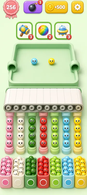 Marble Sort level 75 final board