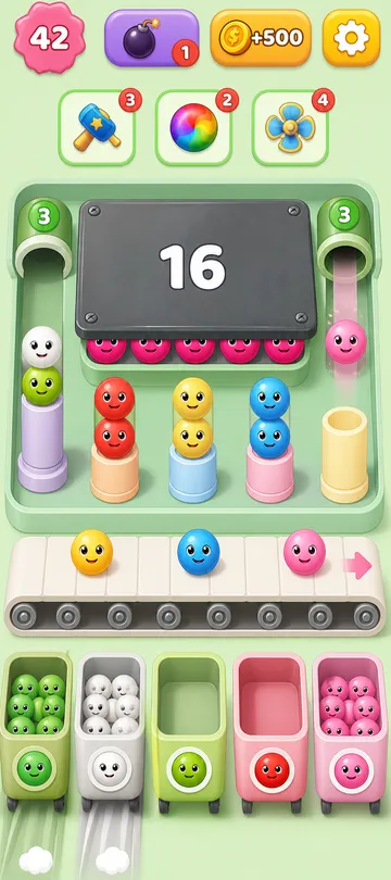 Marble Sort level 75 mid-solve board