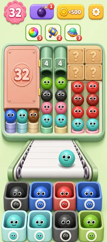 Marble Sort level 78 opening board — Half the Board Is a Locked Door Marble Sort level 78 opening board — Half the Board Is a Locked Door