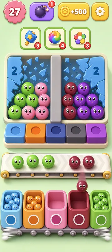 Marble Sort level 79 mid-solve board Marble Sort level 79 mid-solve board